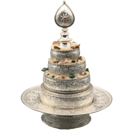 Silver Mandala Offering Set Handmade