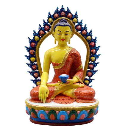 Painted Shakyamuni Buddha Copper Statue