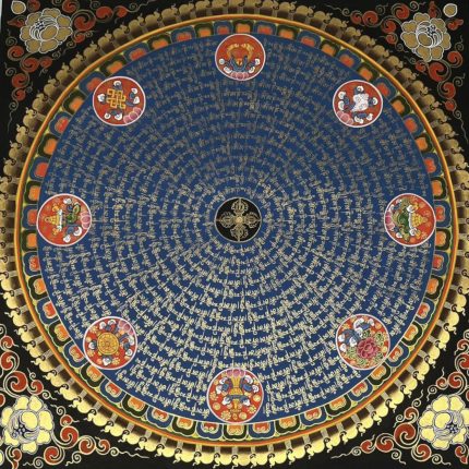 The Eight Auspicious Symbols Mandala Thangka Gold