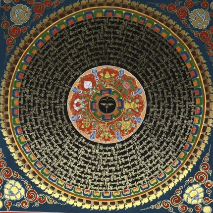 The Eight Auspicious Symbols Mandala Thangka Gold